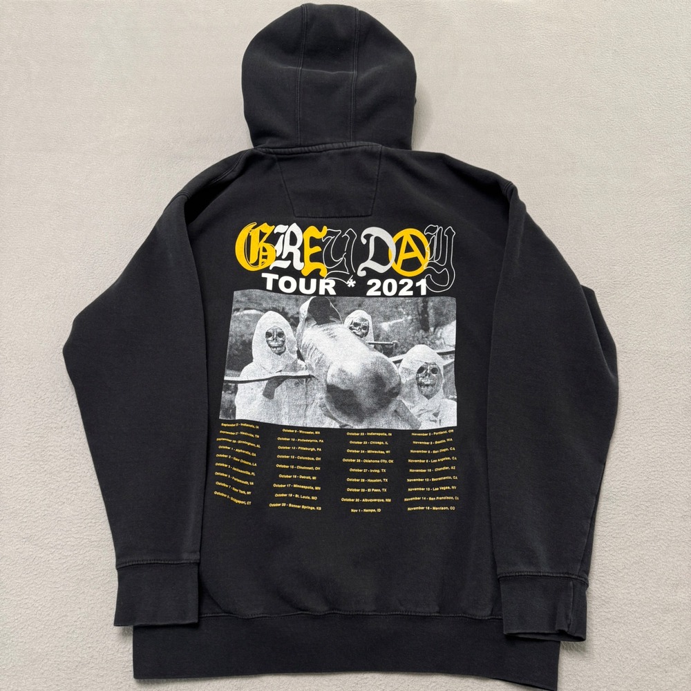 G59 Hoodie Men Large Black Grey Day Tour 2021 Graphic Streetwear Sweatshirt